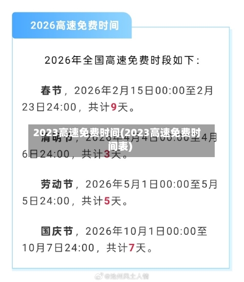 2023高速免费时间(2023高速免费时间表)
