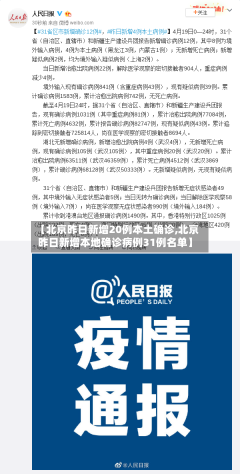 【北京昨日新增20例本土确诊,北京昨日新增本地确诊病例31例名单】