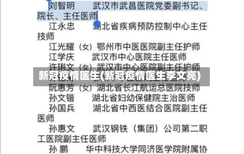 新冠疫情医生(新冠疫情医生李文亮)