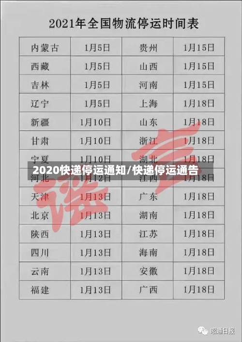2020快递停运通知/快递停运通告