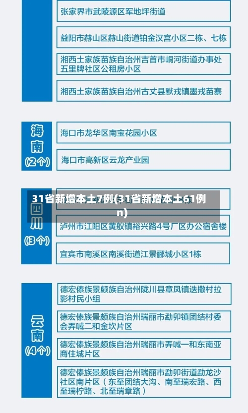 31省新增本土7例(31省新增本土61例n)-第2张图片
