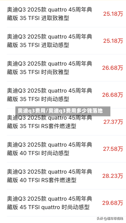 奥迪q3费用/奥迪q3费用多少钱落地-第1张图片