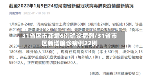 31省区市新增6例确诊病例/31省市区新增确诊病例22例-第1张图片