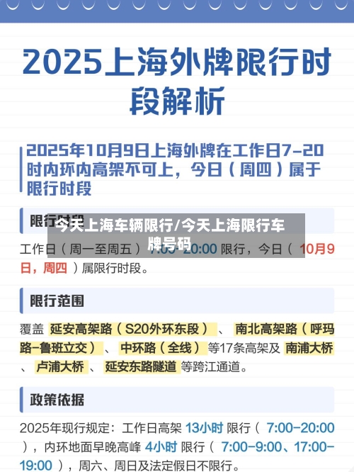 今天上海车辆限行/今天上海限行车牌号码-第2张图片
