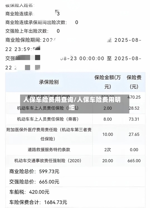 人保车险费用查询/人保车险费用明细