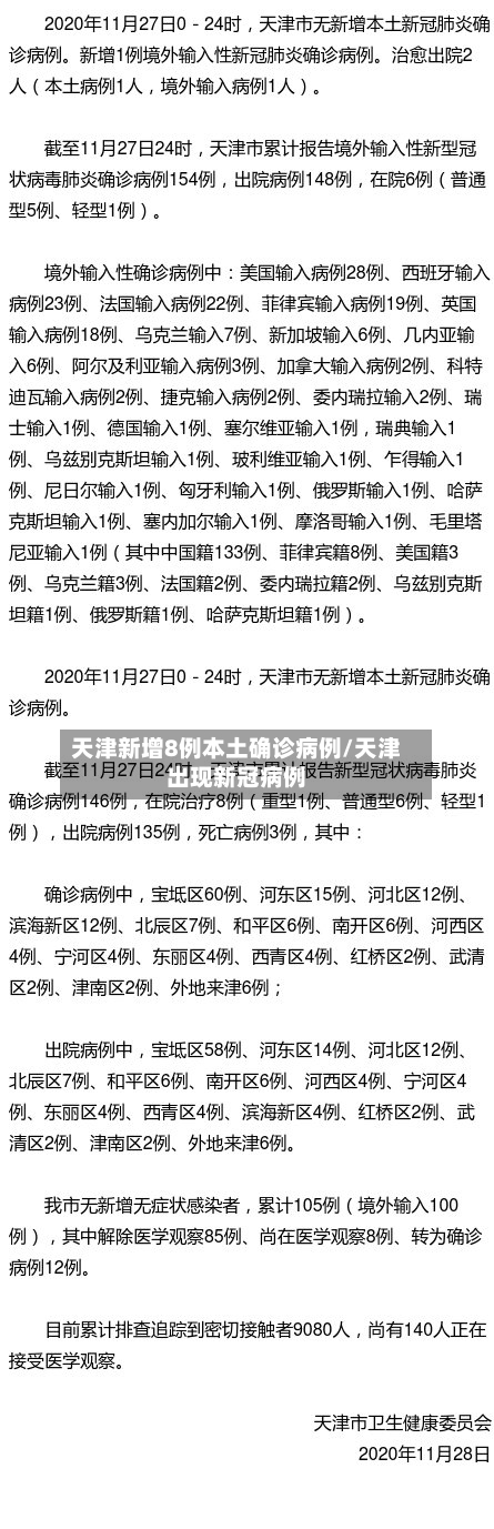 天津新增8例本土确诊病例/天津出现新冠病例
