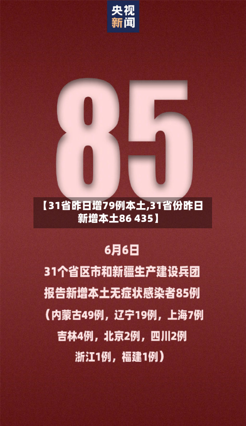 【31省昨日增79例本土,31省份昨日新增本土86 435】