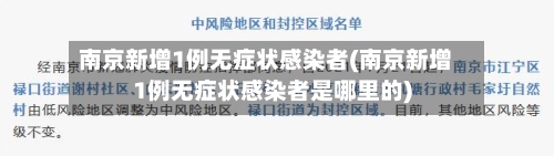南京新增1例无症状感染者(南京新增1例无症状感染者是哪里的)-第3张图片