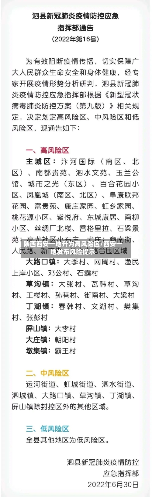 陕西西安一地升为高风险区/西安一地发布风险提示