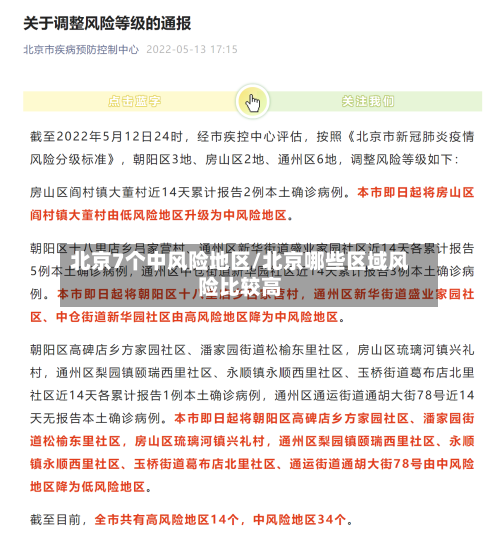 北京7个中风险地区/北京哪些区域风险比较高-第2张图片