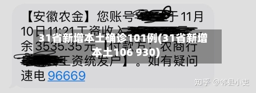 31省新增本土确诊101例(31省新增本土106 930)